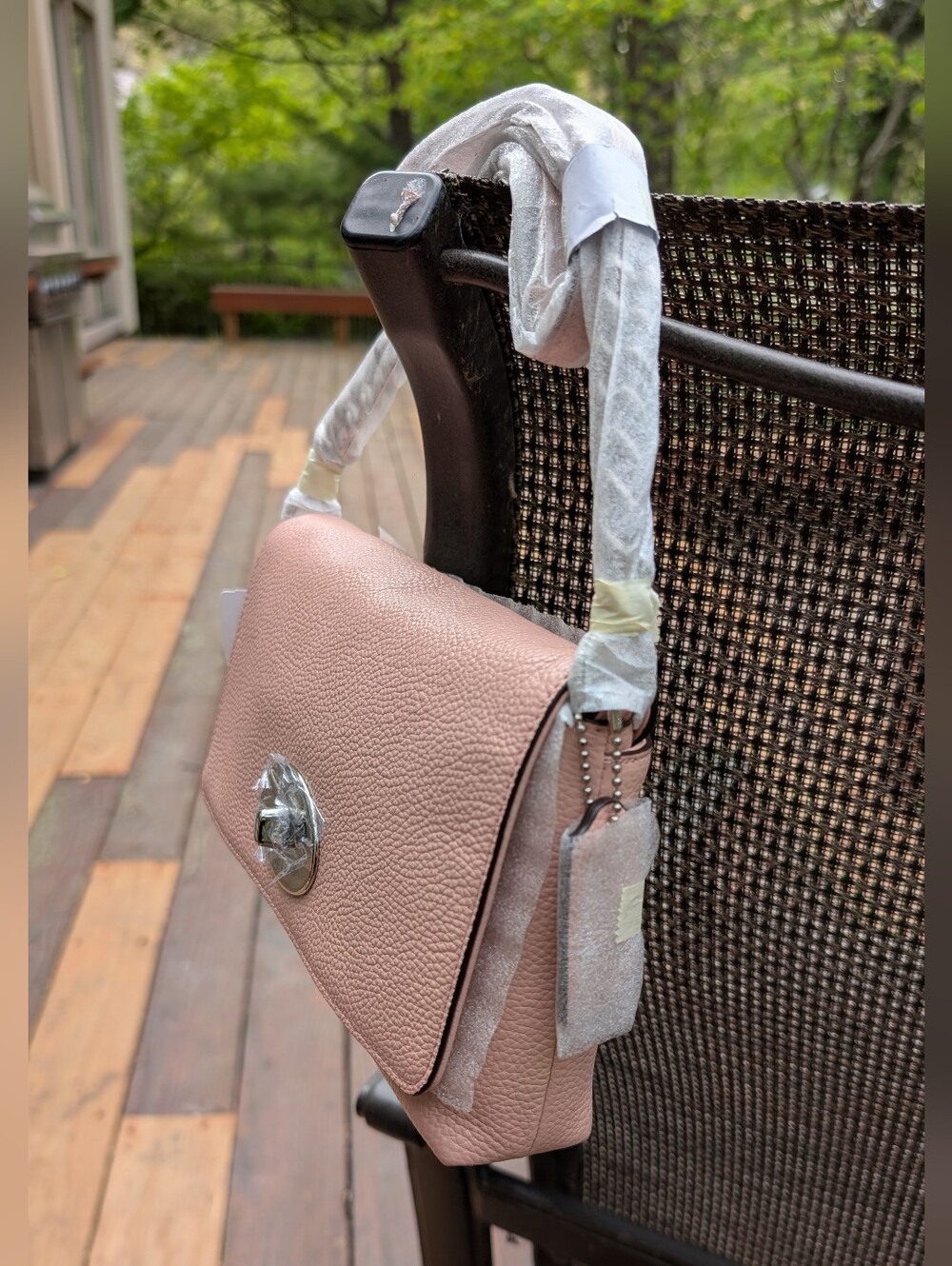 NWT Coach CROSSTOWN TURNLOCK FLAP Pebbled Leather CROSSBODY Bag in Blush-$195 - Picture 6 of 16